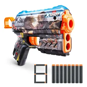 Toy blaster Zuru XSHOT Skins Flux Blaster Jurassic World Skins — 8 darts, 27 m range, plastic