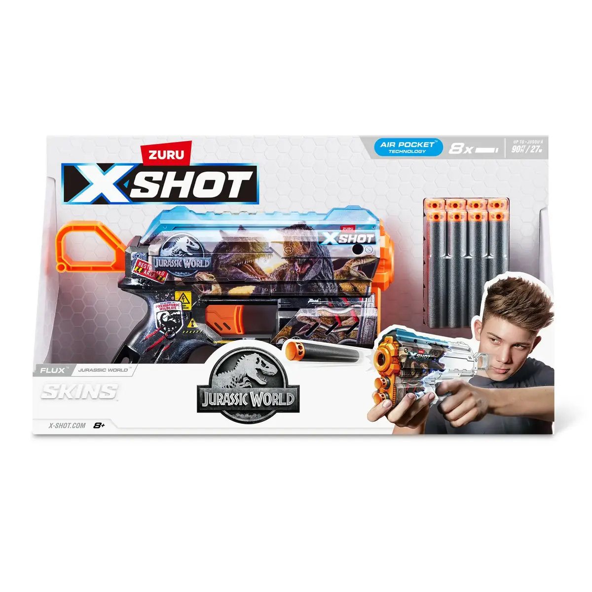 Zuru XSHOT Skins Flux Blaster — Jurassic World, 8 bultas Photo 2