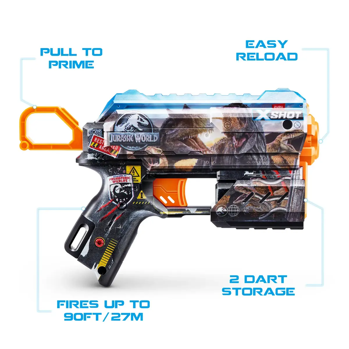 Zuru XSHOT Skins Flux Blaster — Jurassic World, 8 bultas Photo 7