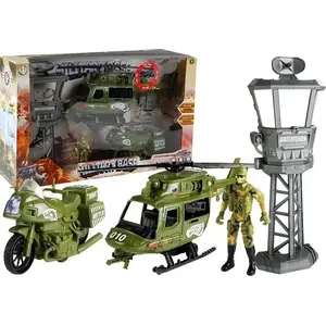 Игровой военный набор LEANToys модель 4249 — вертолет, бронемашина, контрольная башня, солдаты