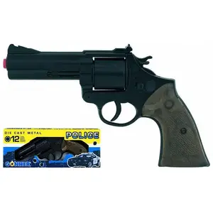 Metal toy police revolver Gonher 12-shot cylinder model 258453