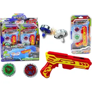 Toy Launcher Pistol LEANToys model 20821 with 2 metal discs, red, with lights