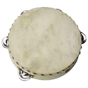 Tambourine Goki UC085 — wooden musical toy for ages 3+, 160 g, brown/metallic