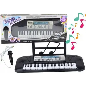 LEANToys electric children's piano with stand and microphone, model 18239, black