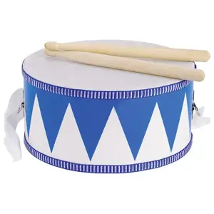 Toy drum Goki 61898 — wooden children's musical instrument, blue/white, for ages 3+, 430 g