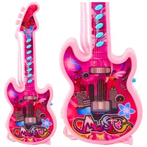 Children's Electric Guitar LEANToys 24757 — Pink, Beginner Melody Guitar with Solmization Scale