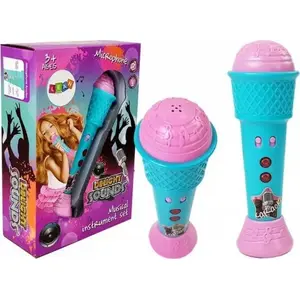 Wired children’s karaoke microphone LEAN Sport 7819 — blue color, handheld vocal mic