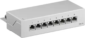 Патч-панель GOOBAY CAT 6 Mini/настольная 8 портов, RJ‑45, Cat6, AWG 22/26, настенный монтаж, 160×44×109 мм, серый