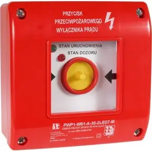 Rokas ugunsgrēka poga Spamel PWP1 (1NO, 1NC) ar āmurīša indikatoru LED zaļš/sarkans