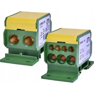 Distribution block Etipo EDBM-1/PE 160A terminal block for conductors 2x4–50 mm² / 3x2.5–25 mm² + 4x2.5–16 mm² yellow-green