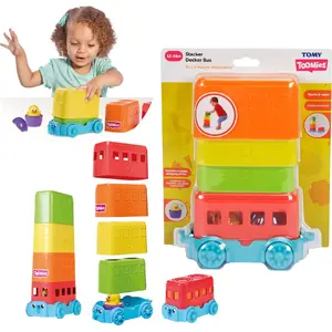 TOMY bērnu pakaļgudra piramīda-autobuss Tomy Toomies 420425 - kārtošanas un kārtošanas rotaļlieta zīdaiņiem