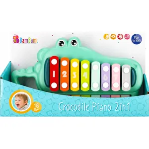 Игрушечное пианино Bambam BAM BAM PIANINKO KROKODYLEK 2-в-1, размеры 32×18×8 см, модель XQS2038A