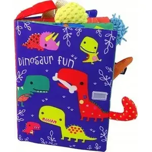 Мягкая книжка для малыша LEANToys Książeczka Miękka Dinozaury — тканевая развивающая книжка