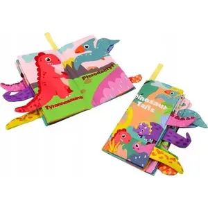 Мягкая шуршащая книжка LEANToys Książeczka Miękka Zwierzęta Dinozaury (тканевая, тактильная, яркая)