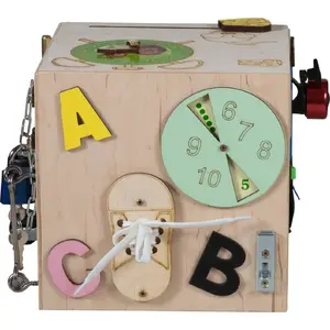 Wooden sensory manipulation cube KIK 20.5 cm - tactile play and motor skill toy