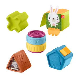 Развивающие сенсорные кубики MATTEL Fisher-Price — набор для мелкой моторики, для детей от 6+ месяцев, пластик, мультиколор