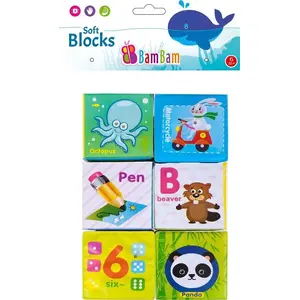 Мягкие кубики Bambam MIEKKIE KLOCUSZKI 6 шт — текстильные развивающие кубики для грудничков
