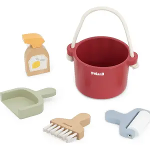 Деревянный игровой набор для уборки Viga Toys PolarB – ведёрко и щётка, модель 6014