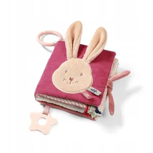 Baby Ono сенсорная тканевая книжка 1684 Rabbit Karo — мягкая развивающая книга для младенцев