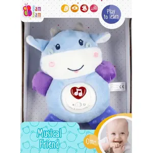 Мягкая музыкальная игрушка-коровка Bambam модель SL88005 — на батарейках, мягкая игрушка, размеры примерно 18×25×8 см