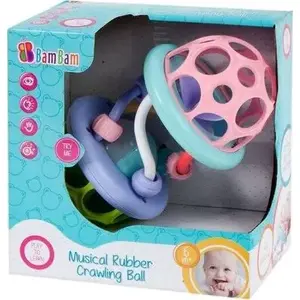 Резиновый музыкальный сенсорный прорезыватель-шар Bambam BB1513 – детская игрушка, мягкая текстура