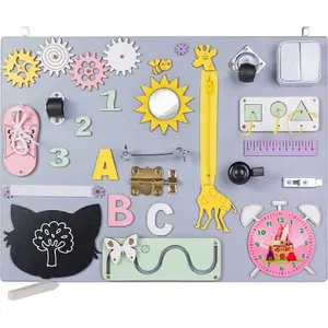 Wooden Activity Board KIK KX4423_1 — Pink Clock, 50 x 37.5 cm