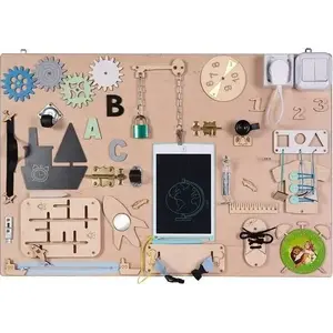 Wooden sensory activity board KIK model KX4630 75x50 cm for toddler play and motor skills