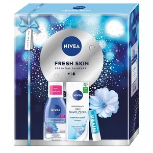 Face care set Nivea Fresh Skin — day cream SPF 15 50 ml, bi-phase eye make-up remover 125 ml, Hydro Care lip balm 4.8 g