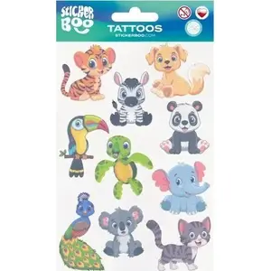 Sticker BOO temporary tattoo sheet STK TAT8 — animal designs, 100×175 mm, single-sheet pack