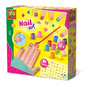 Детский набор для маникюра SES Creative Nail art — картонный комплект с 12 лаками, 99 наклейками, кисточкой и губкой (6+)