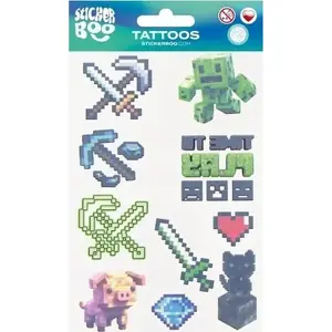 Temporary Tattoo Sticker Sticker BOO STK TAT15 — PIXEL design, sheet 100×175 mm, single-use