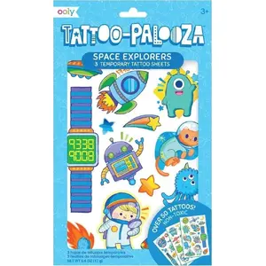 Pagaidu mazgājami tetovējumi Kolorowe Baloniki Tattoo Palooza – «Kosmosa pētnieki» dizaini, komplekts (mpn 370095)
