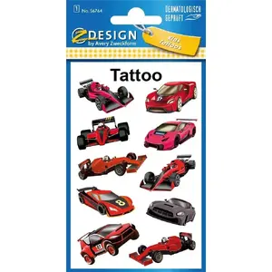 Временные тату Zdesign — мотивы гоночных автомобилей, лист