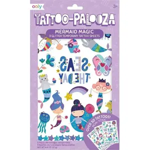 Pagaidu tetovējumi Kolorowe Baloniki Tattoo Palooza – sirenas, mazgājami, uzlīmju komplekts