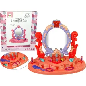 Туалетный столик для макияжа LEANToys с зеркалом, подсветкой и звуком, модель 10831, розовый