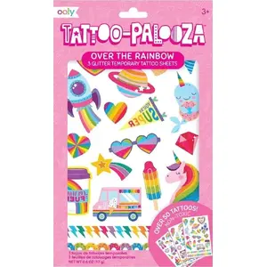 Pagaidu tetovējumi uzlīmes Kolorowe Baloniki Tattoo Palooza — var nomazgāt, varavīksnes dizaini