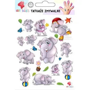 Mazgājamas pārejošas tetovācijas bērniem Dodo — Priecīgie zilonīši, loksnes komplekts