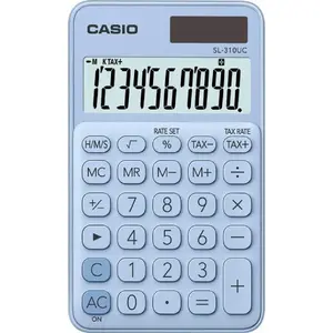 CASIO calculator SL-310UC-LB — compact desktop calculator with basic functions, solar + battery power