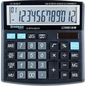 Desktop calculator Donau DONAU TECH K-DT4122-01, 12-digit display, 136×134×28 mm, black