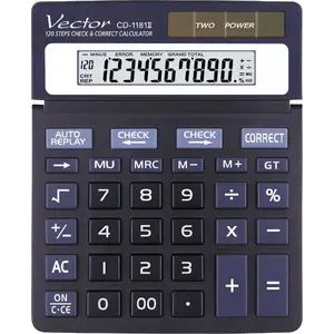 Galda kalkulators VECTOR CD-1181 II (modelis KAV CD-1181II) — pamata aritmētiskās funkcijas, LCD ekrāns