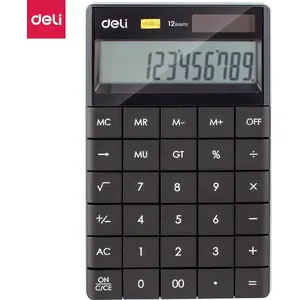 Calculator DELI 1589P black — basic desktop calculator, battery-powered, standard keypad