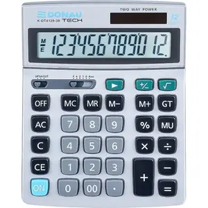 Desktop calculator Donau TECH K-DT4129-38 — 12-digit display, metal housing, 210×154×34 mm, silver