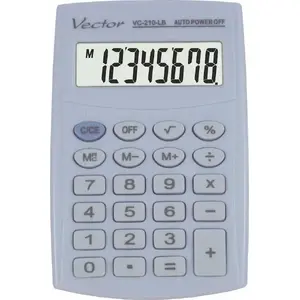Galda kalkulators Vector Smart VC-210 LB — pamata aritmētiskās funkcijas, LCD displejs, barošanai baterijas