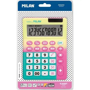 Desktop calculator Milan 12‑digit model 473304 Sunset yellow-pink