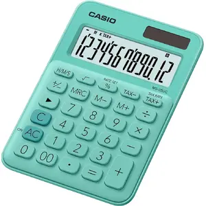 Desktop calculator CASIO MS-20UC-GN — Basic, 12-digit, battery/solar, tax & profit functions, green