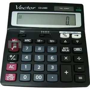 Kalkulators VECTOR KAV CD-2460 — galda kalkulators ar 8 ciparu displeju, bateriju un saules barošanu