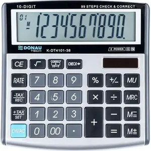 Galda kalkulators Donau DONAU TECH K-DT4101-38, 10 zīmju displejs, izmēri 136×134×28 mm, sudraba