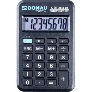 Калькулятор карманный Donau TECH K-DT2084-01, 8-разрядный дисплей, 97×60×11 мм, черный
