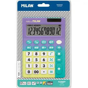 Calculator Milan Sunset with large keys — compact pocket calculator, model 473307, violet