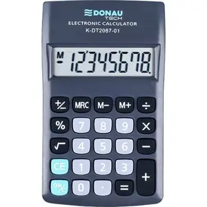 Calculator Donau TECH K-DT2087-01, pocket calculator, 8-digit display, dimensions 180×90×19 mm, black